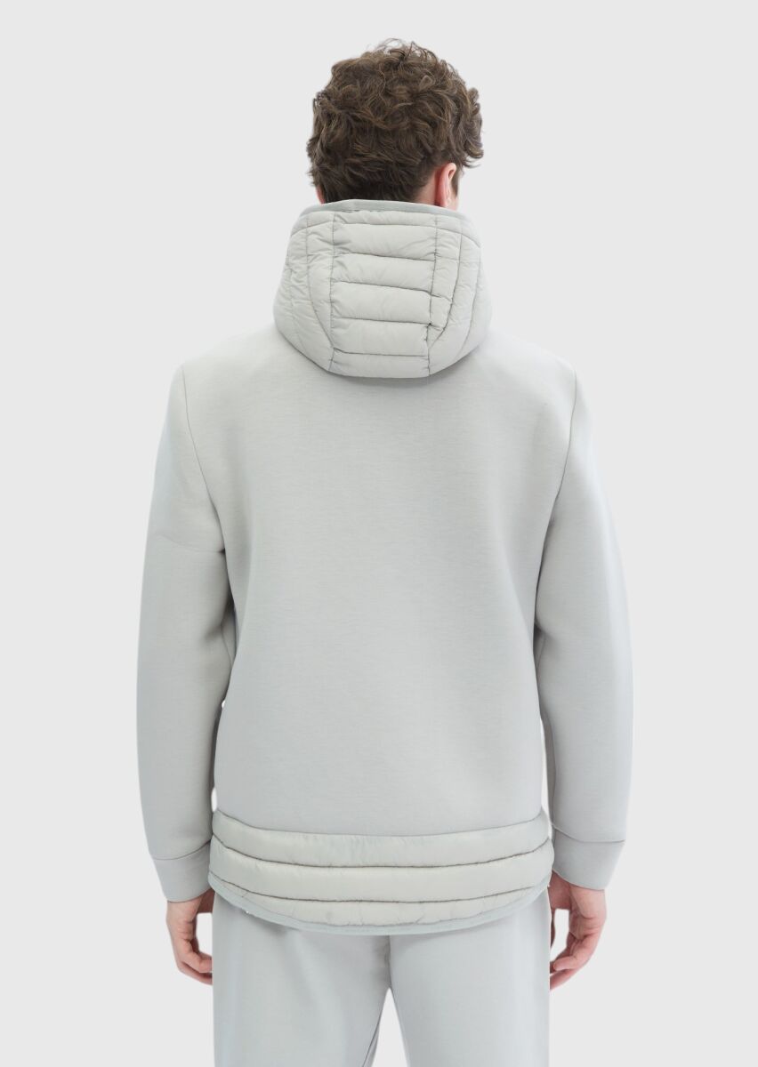 Grey Regular Fit Hooded Denim Weaving Coat - 9