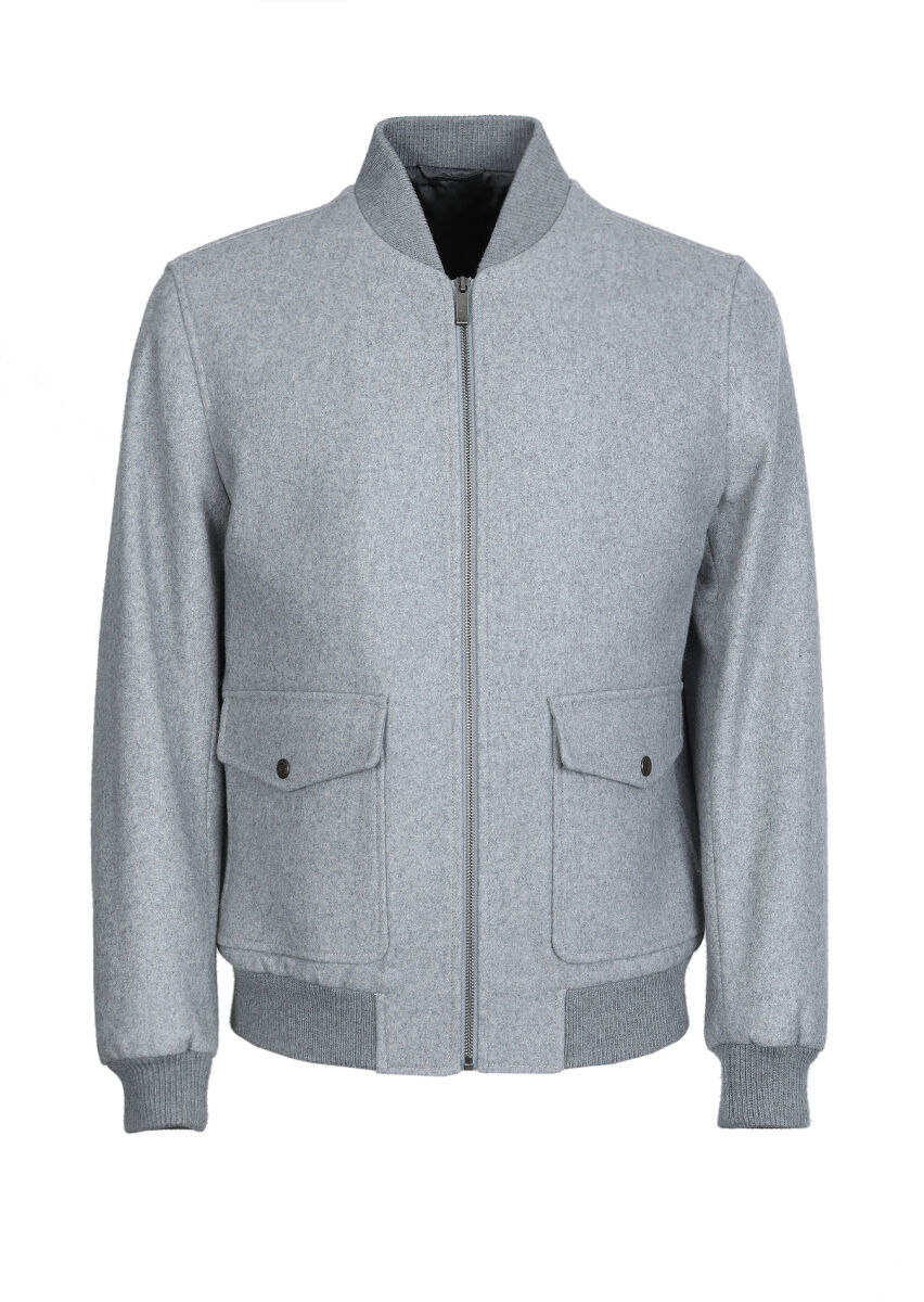 Grey Regular Fit Turtleneck Casual Weaving Coat - 6
