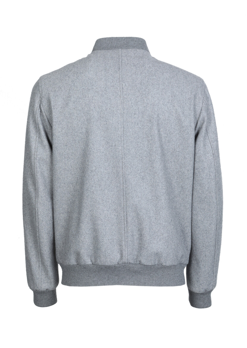 Grey Regular Fit Turtleneck Casual Weaving Coat - 7
