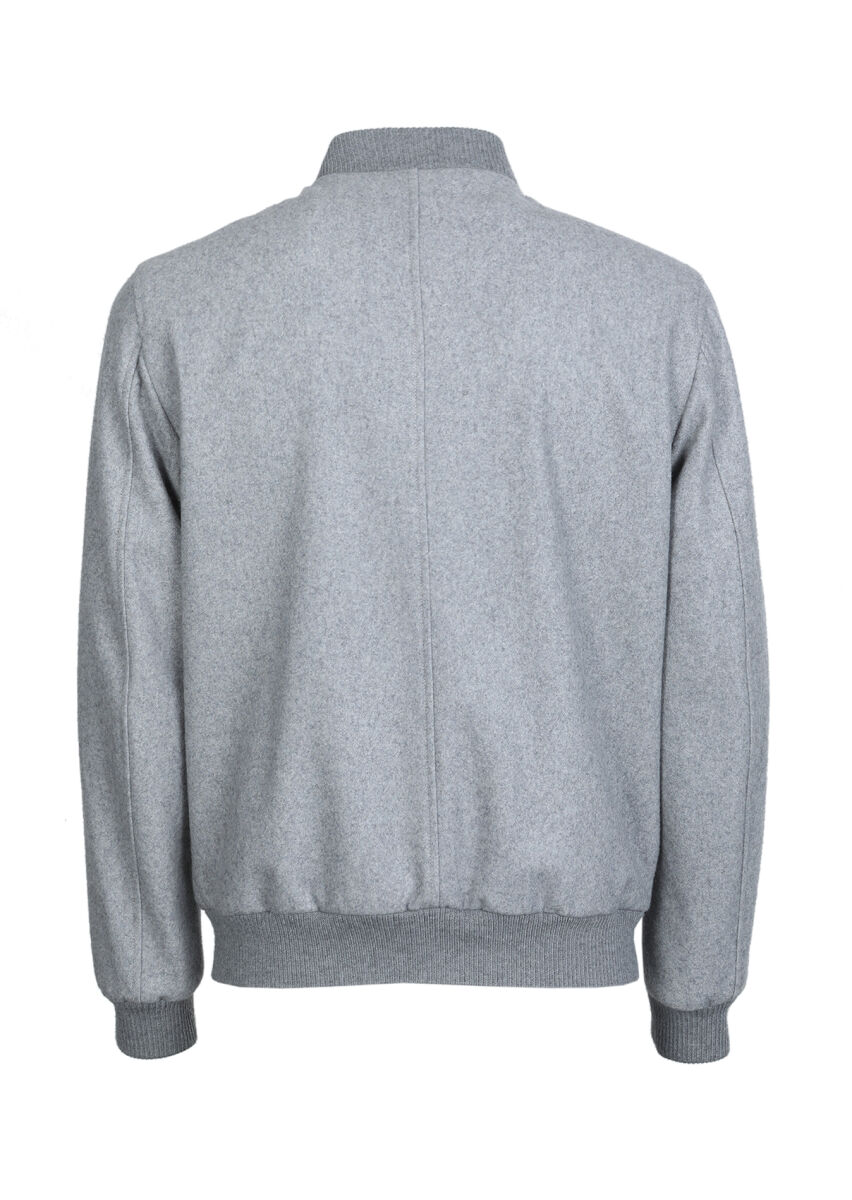 Grey Regular Fit Turtleneck Casual Weaving Coat - 7
