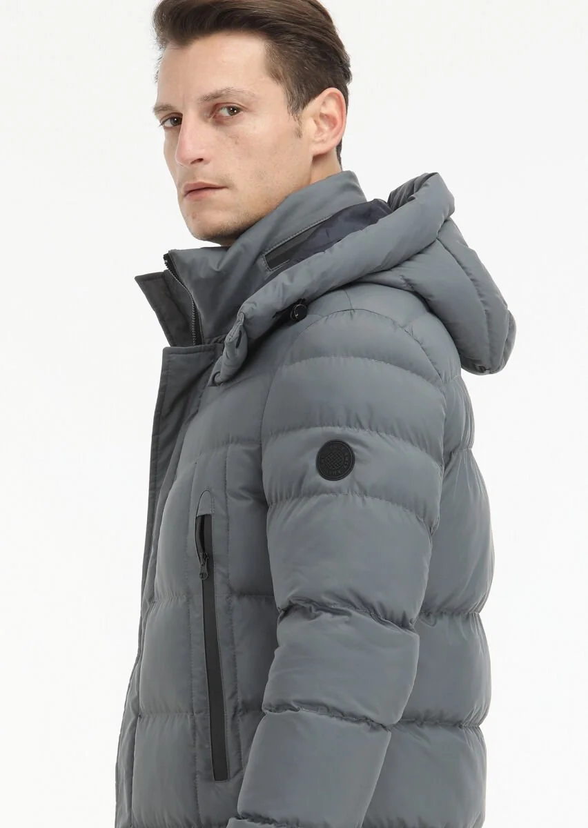 Grey Removable Hood Weaving Coat - 5