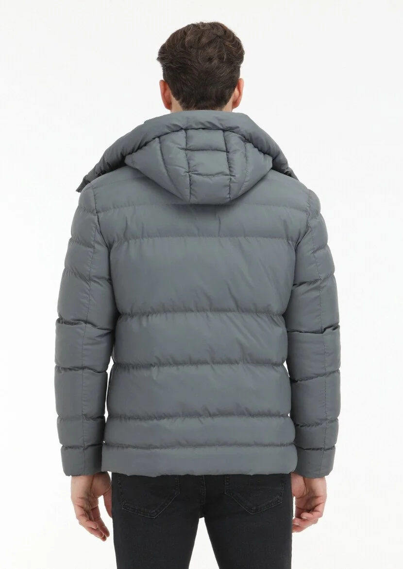 Grey Removable Hood Weaving Coat - 6