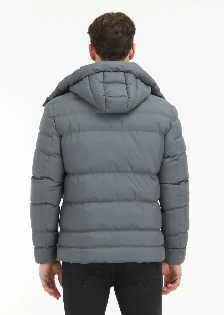 Grey Removable Hood Weaving Coat - 6
