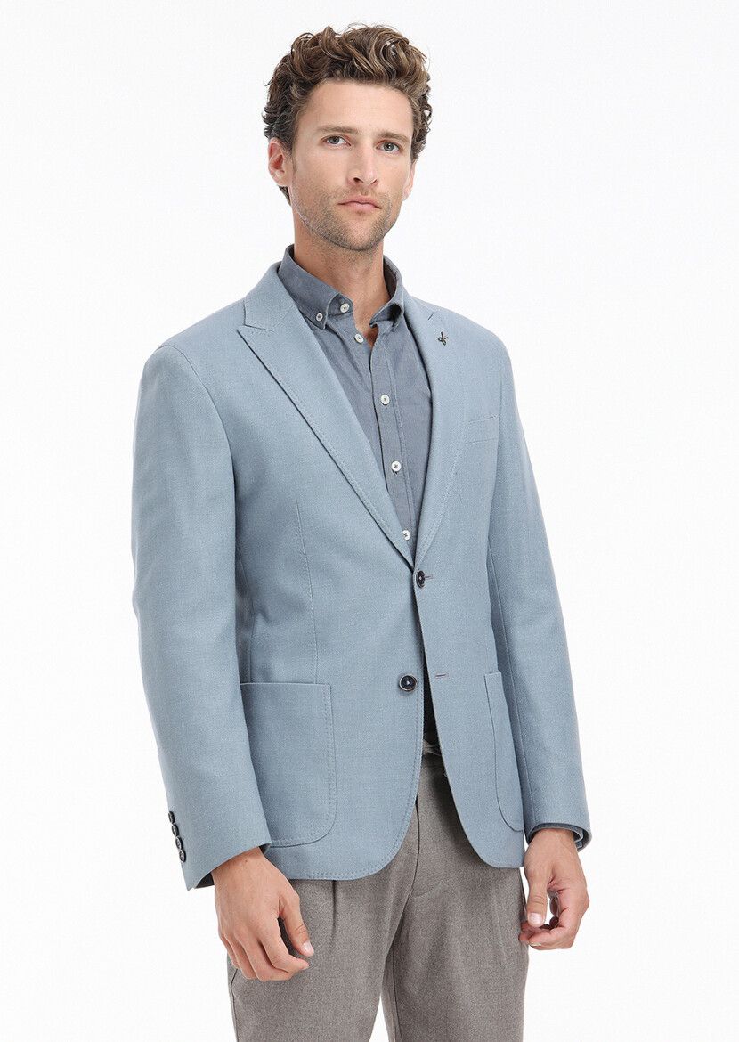 Grey Ribbed Regular Fit Long Weaving Casual 100% Cotton Shirt - 4