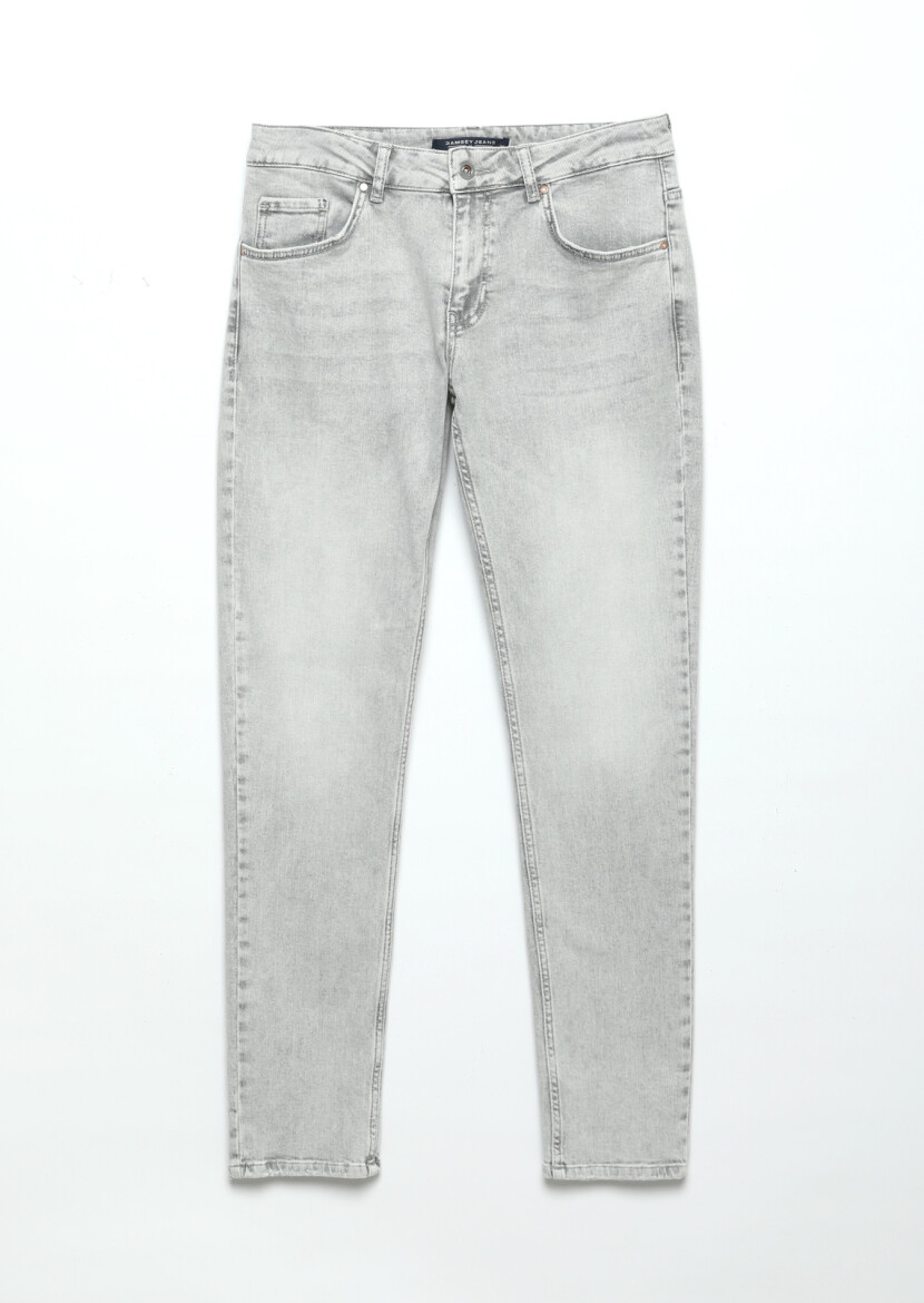 Grey Slim Fit Denim Cotton Blended Trousers - 6