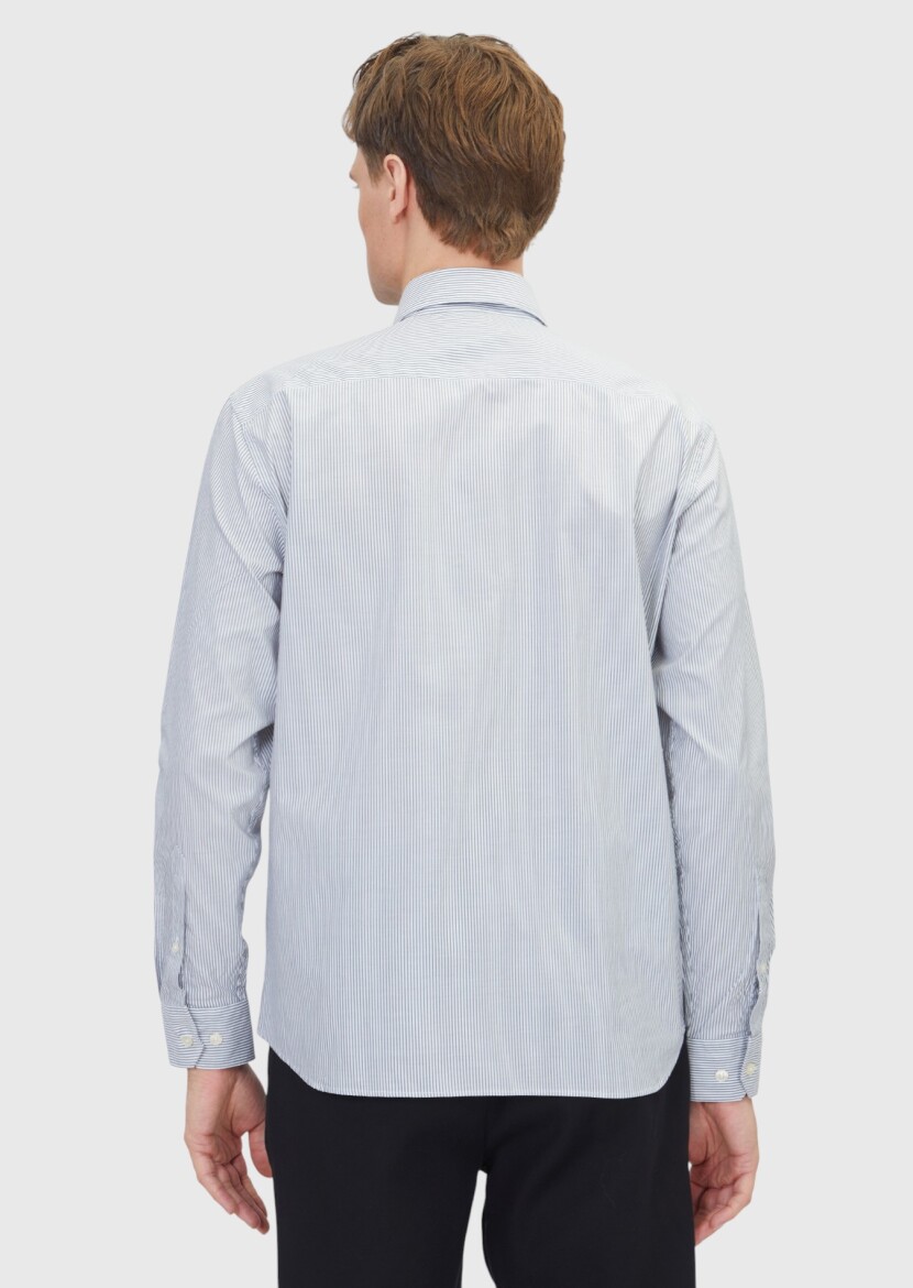 Grey Striped Casual Fit Weaving Casual 100% Cotton Shirt - 6