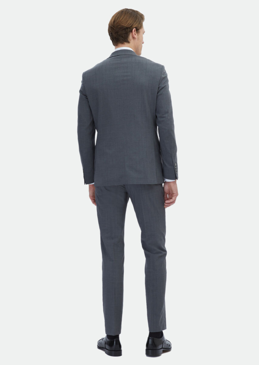 Grey Striped Modern Fit Wool Blended Suit - 5