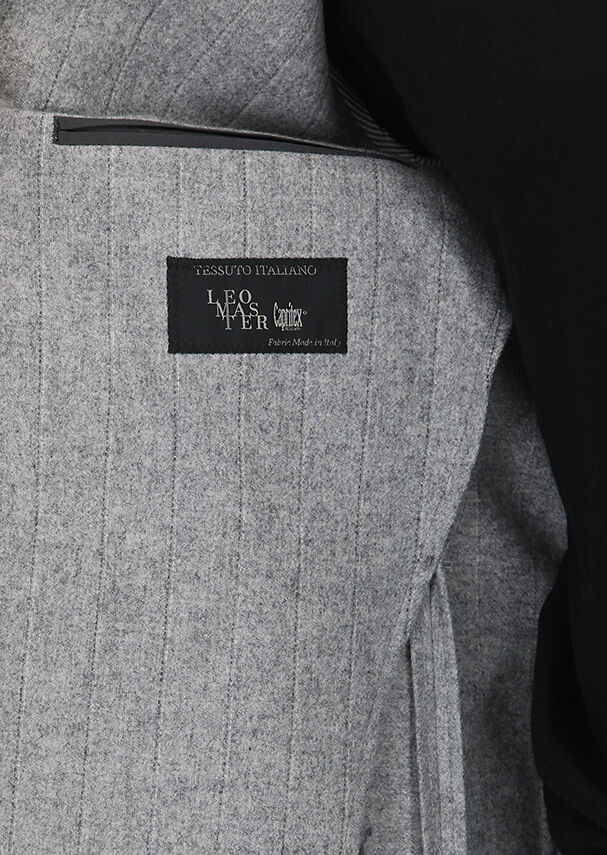 Grey Striped Shirt Shoulder Slim Fit Wool Blended Jacket - 4