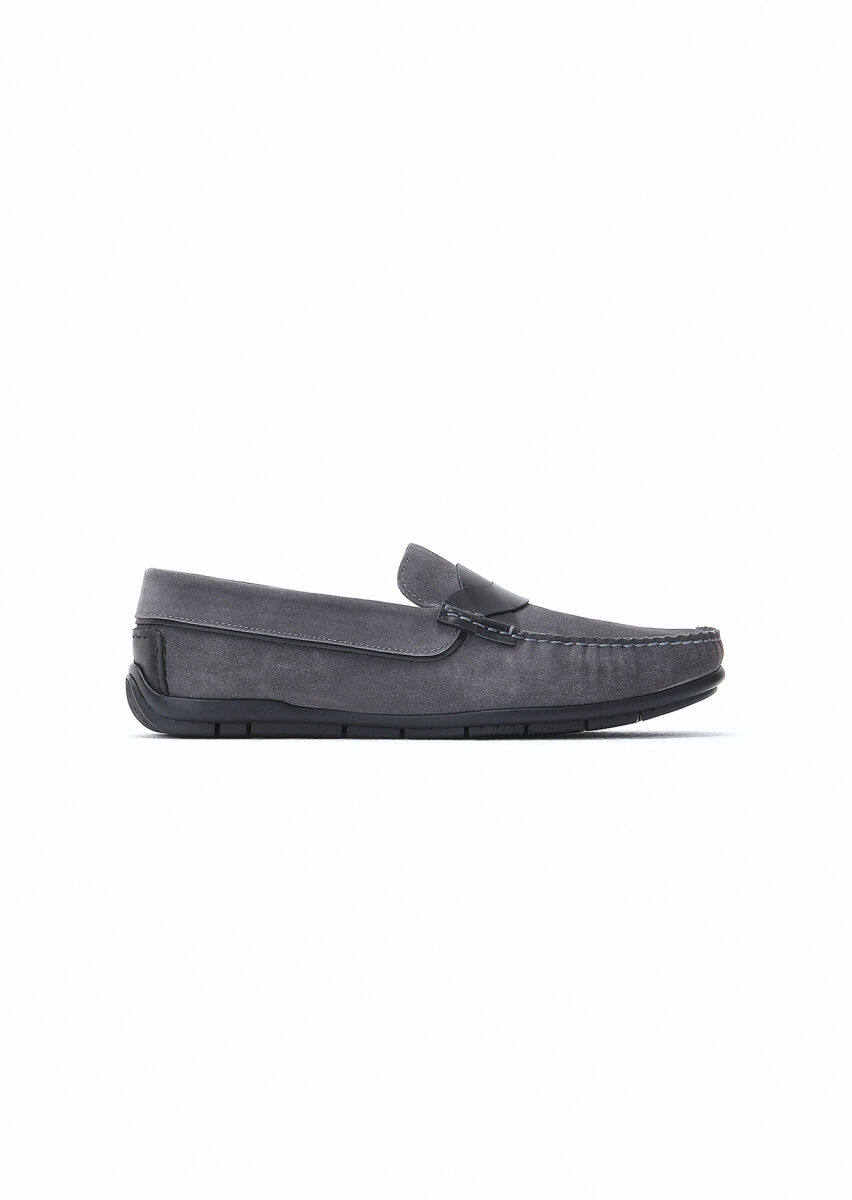 Grey Suede Casual Loafer - 1