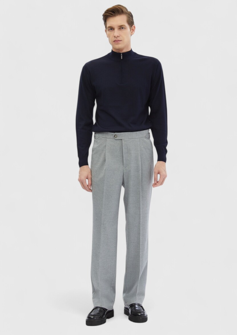 Grey Weaving Casual Trousers 