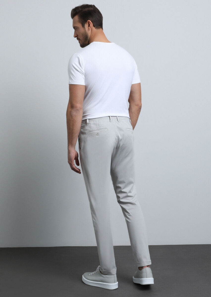 Grey Weaving Jogging Fit Casual Cotton Blended Trousers - 3