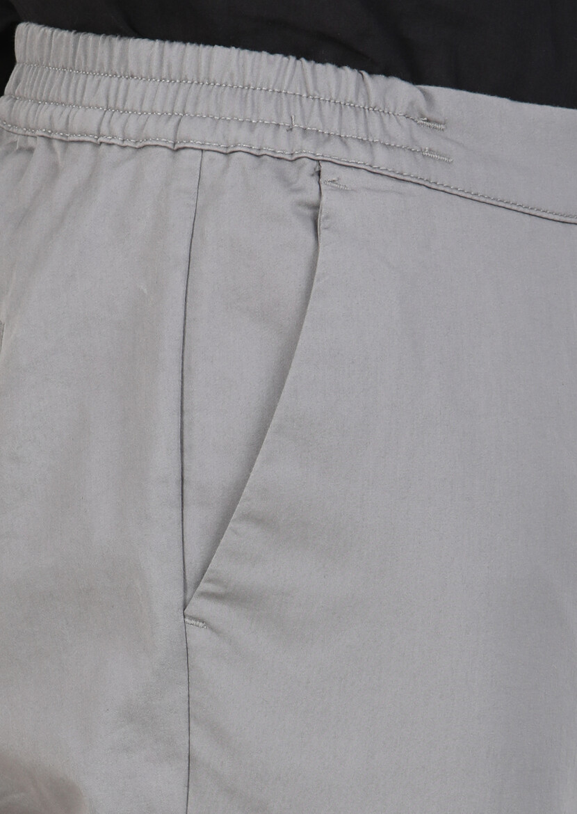 Grey Weaving Jogging Fit Casual Cotton Blended Trousers - 4