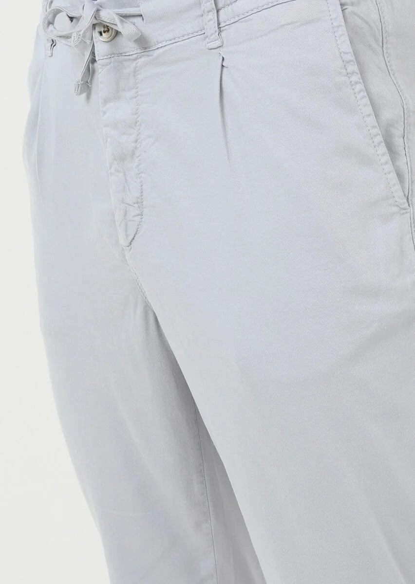 Grey Weaving Jogging Fit Casual Cotton Blended Trousers - 2