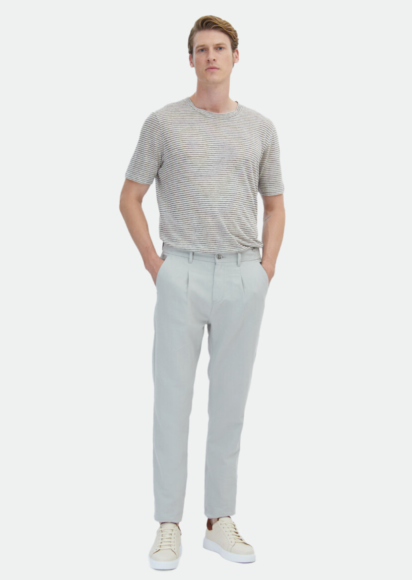 Grey Weaving Jogging Fit Casual Cotton Blended Trousers 