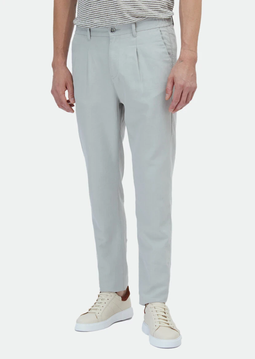 Grey Weaving Jogging Fit Casual Cotton Blended Trousers 