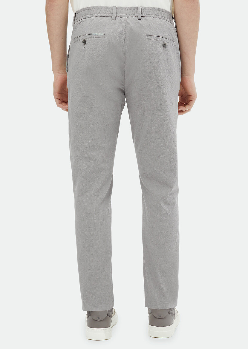 Grey Weaving Jogging Fit Casual Cotton Blended Trousers - 4