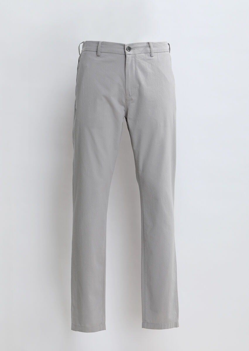 Grey Weaving Jogging Fit Casual Cotton Blended Trousers - 5