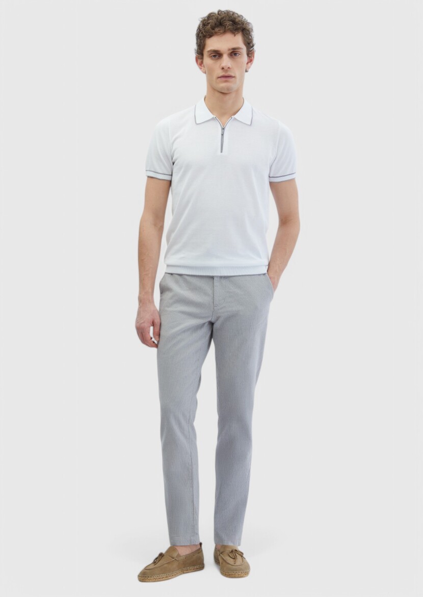 Grey Weaving Jogging Fit Casual Cotton Blended Trousers - RAMSEY