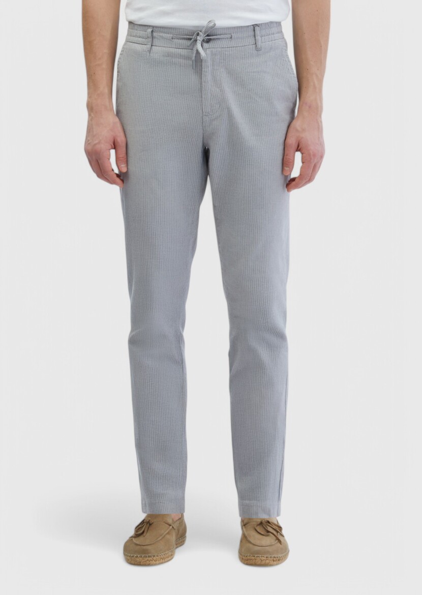 Grey Weaving Jogging Fit Casual Cotton Blended Trousers - RAMSEY
