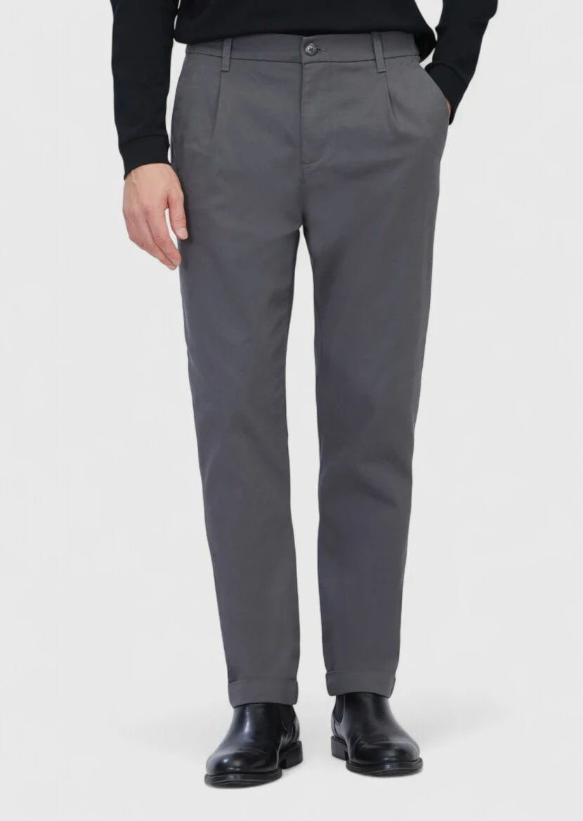 Grey Weaving Jogging Fit Casual Cotton Blended Trousers 