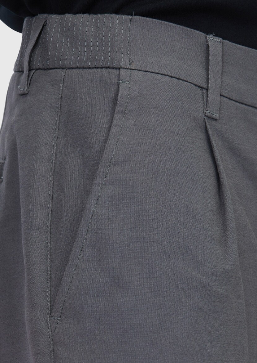 Grey Weaving Jogging Fit Casual Cotton Blended Trousers - 3