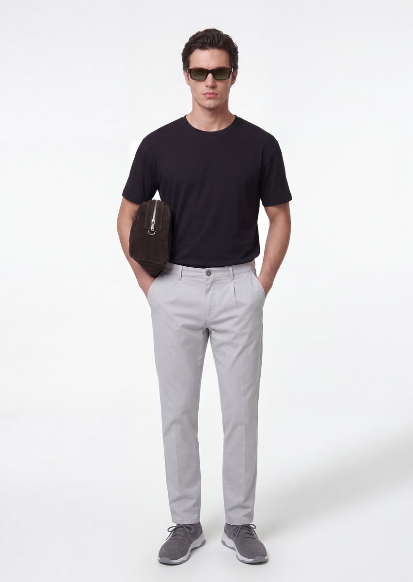 Grey Weaving Jogging Fit Casual Cotton Blended Trousers - 3