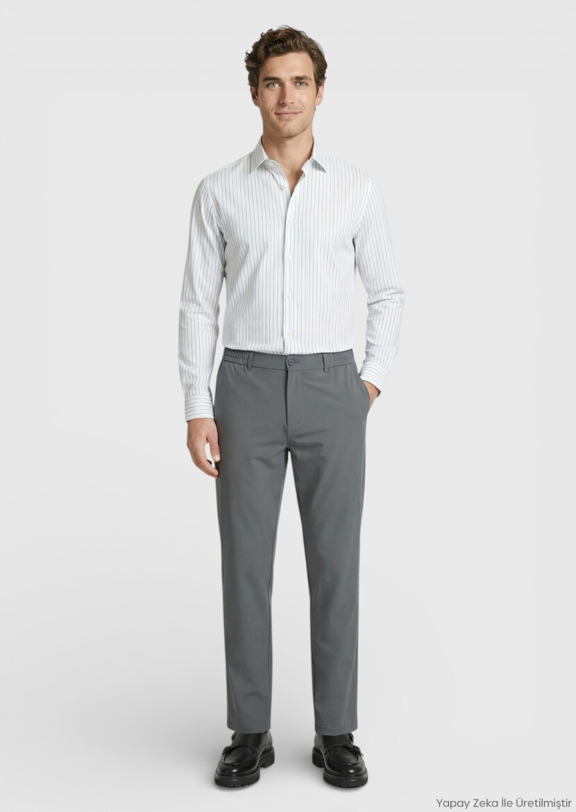 Grey Weaving Jogging Fit Casual Cotton Blended Trousers - RAMSEY