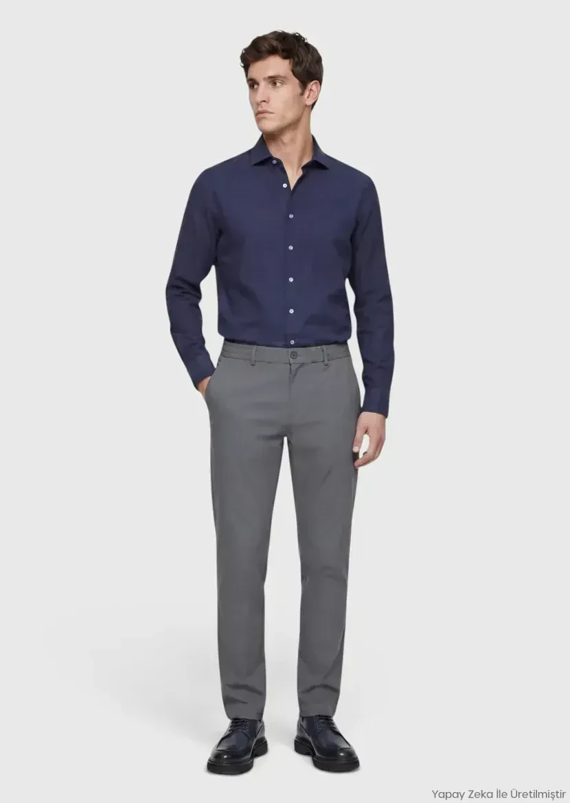 Grey Weaving Jogging Fit Casual Cotton Blended Trousers - RAMSEY