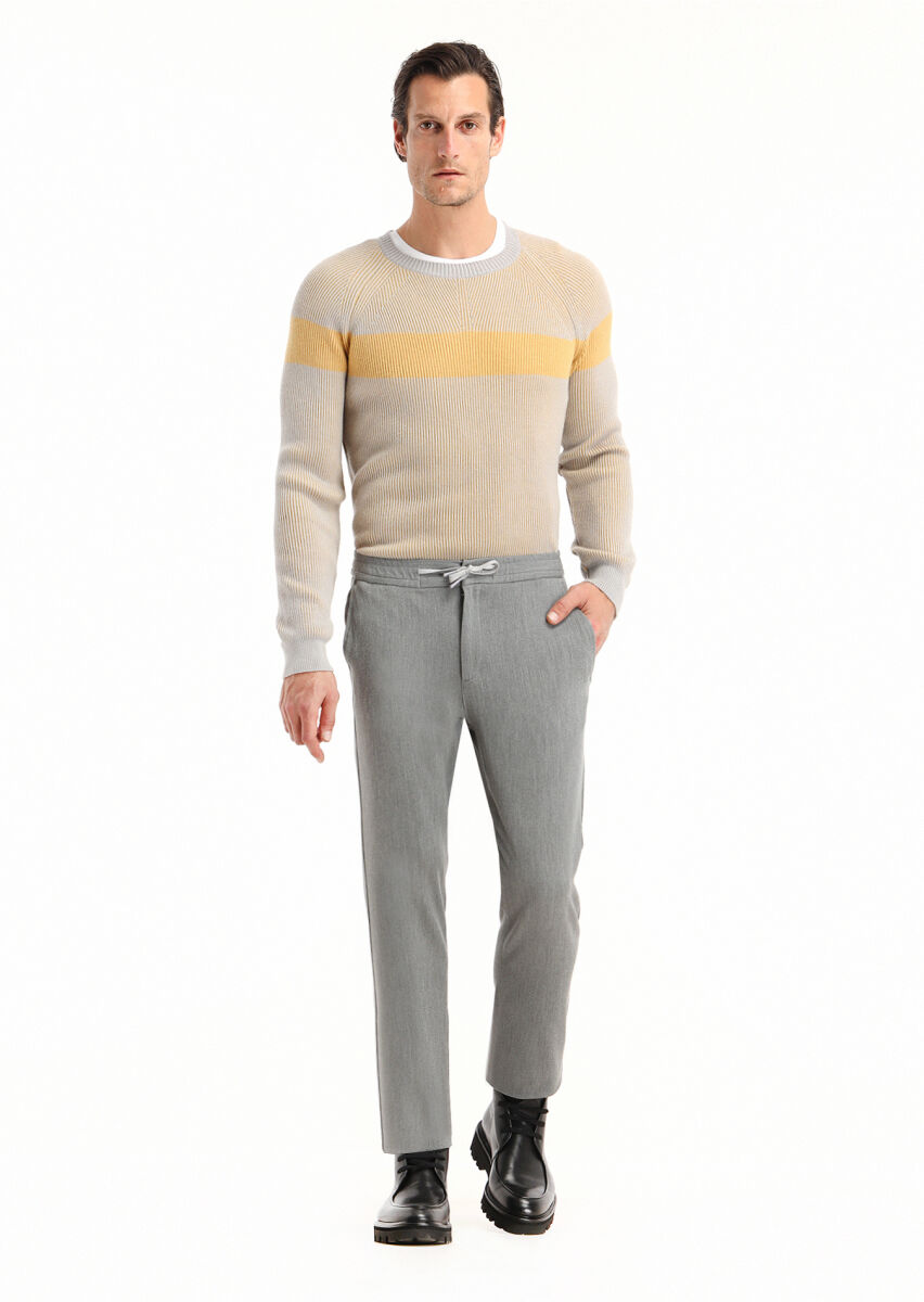 Grey Weaving Jogging Fit Casual Trousers - 2