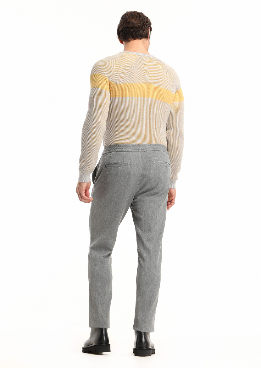 Grey Weaving Jogging Fit Casual Trousers - 3