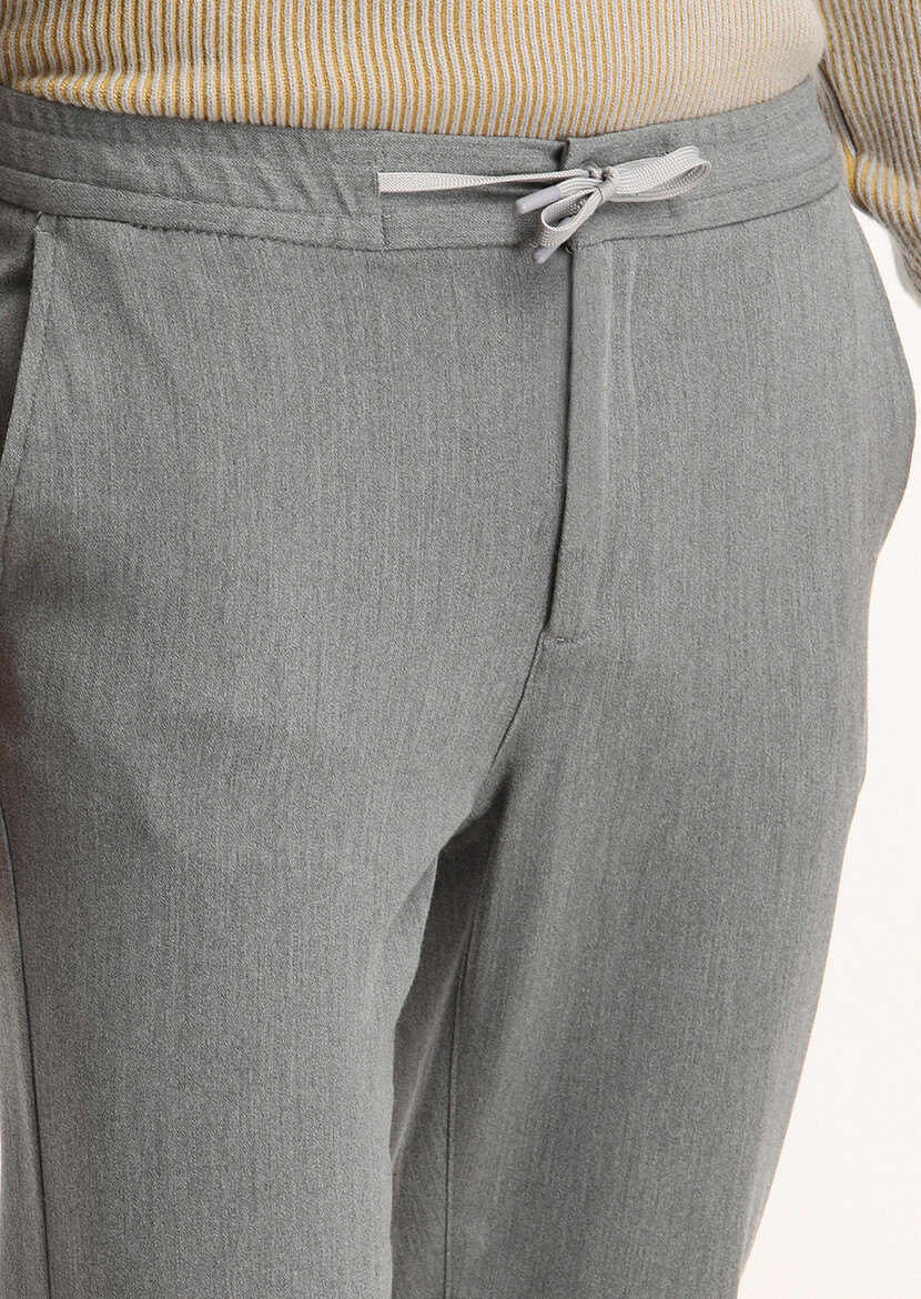 Grey Weaving Jogging Fit Casual Trousers - 3