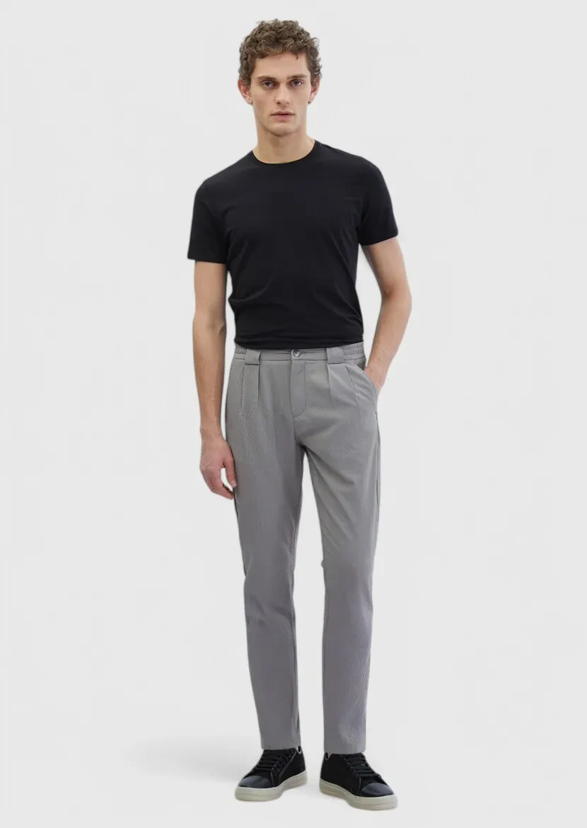 Grey Weaving Jogging Fit Casual Trousers - RAMSEY