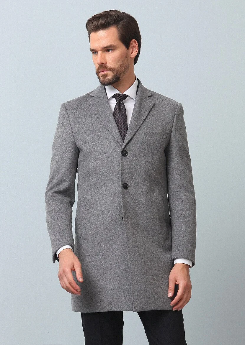 Grey Weaving Overcoat - 1