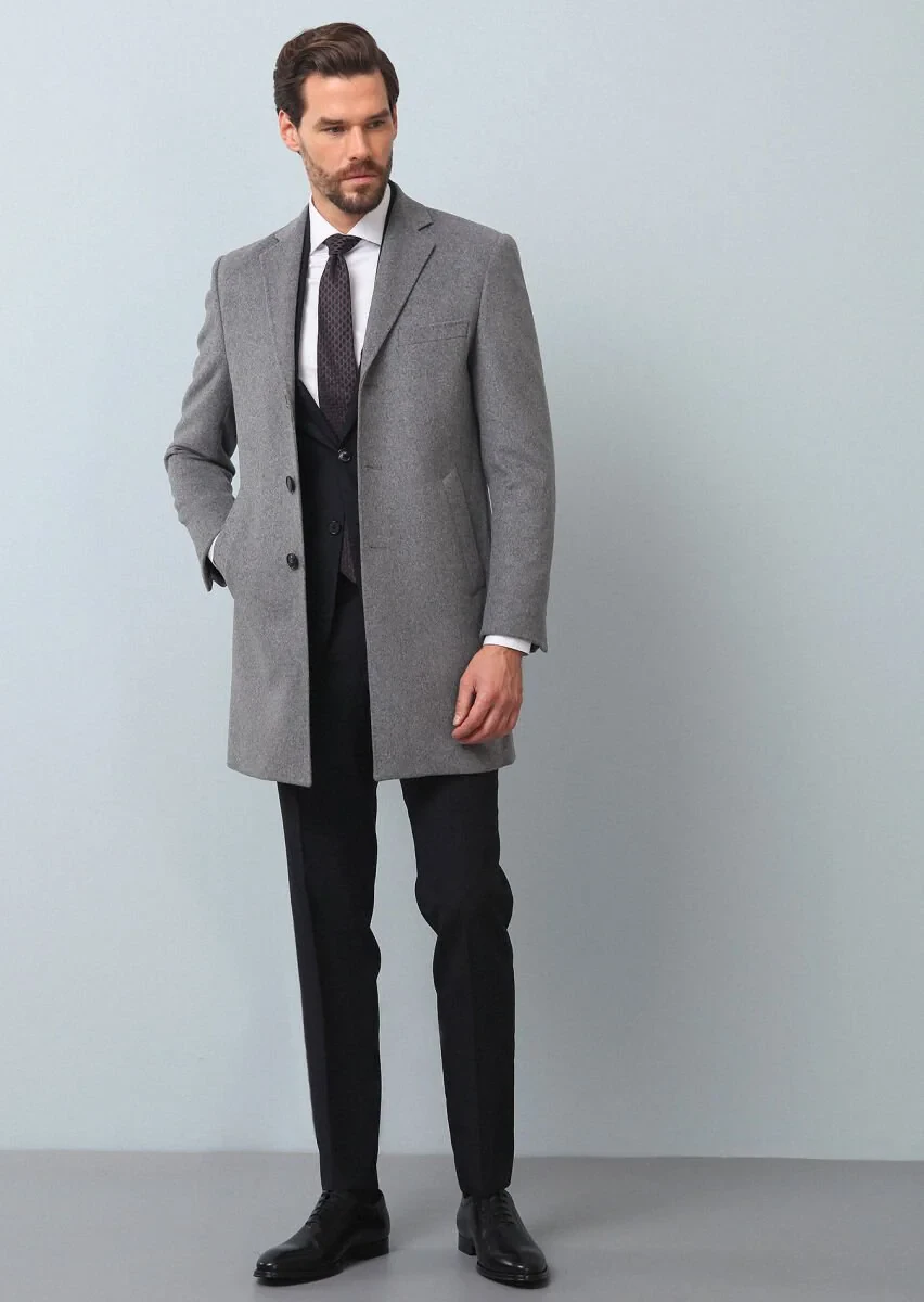Grey Weaving Overcoat - 3