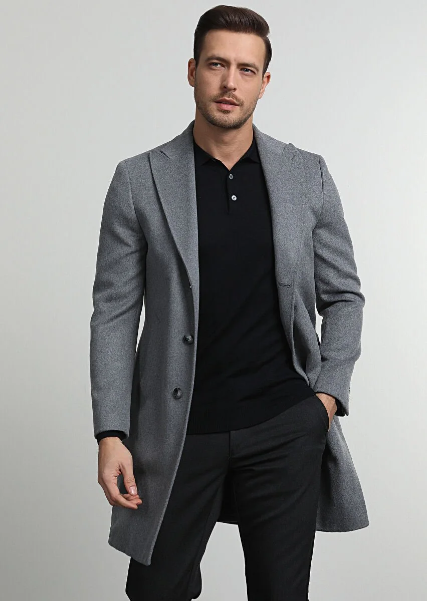 Grey Weaving Overcoat - 1