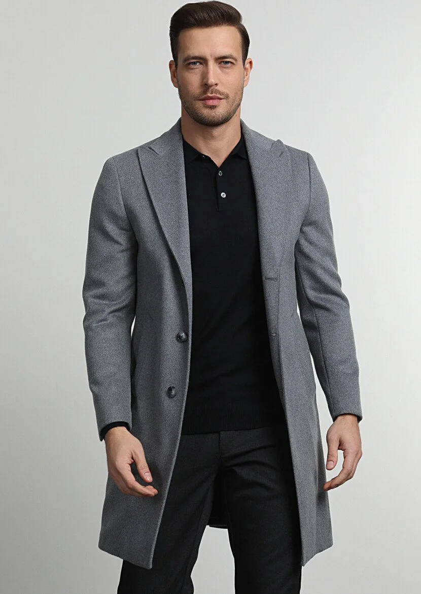 Grey Weaving Overcoat - 3