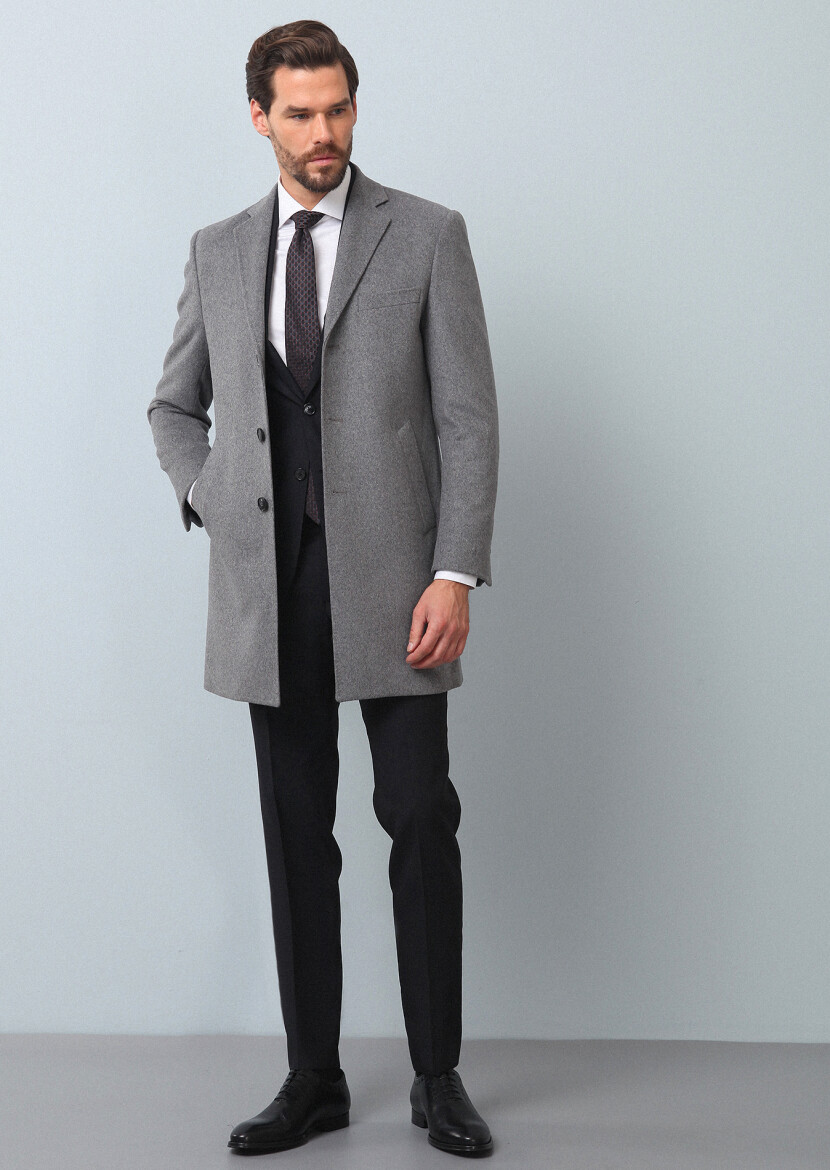 Grey Weaving Overcoat - 1