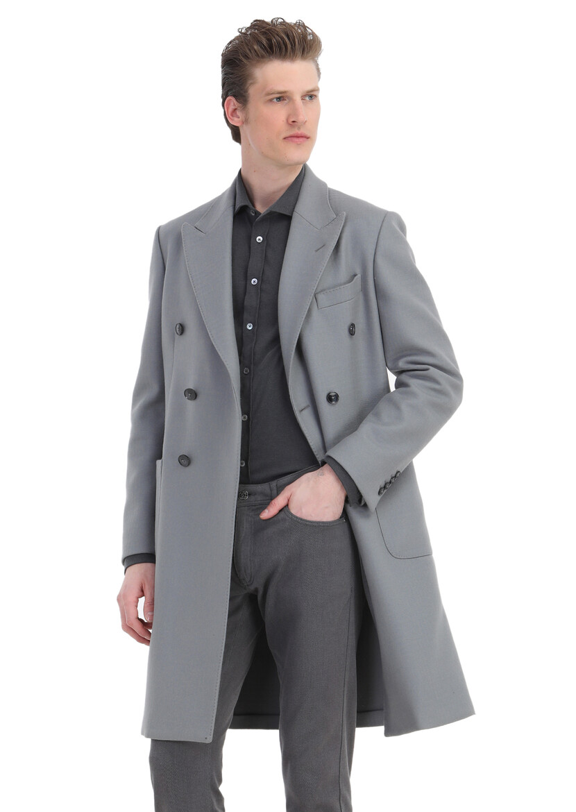 Grey Weaving Overcoat - 1