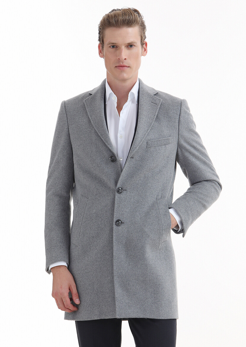 Grey Weaving Overcoat - 1