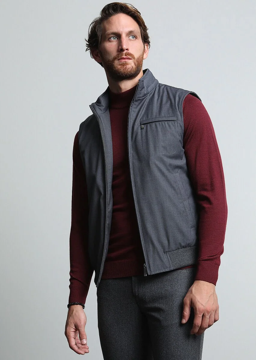 Grey Weaving Puffer Vest - 2