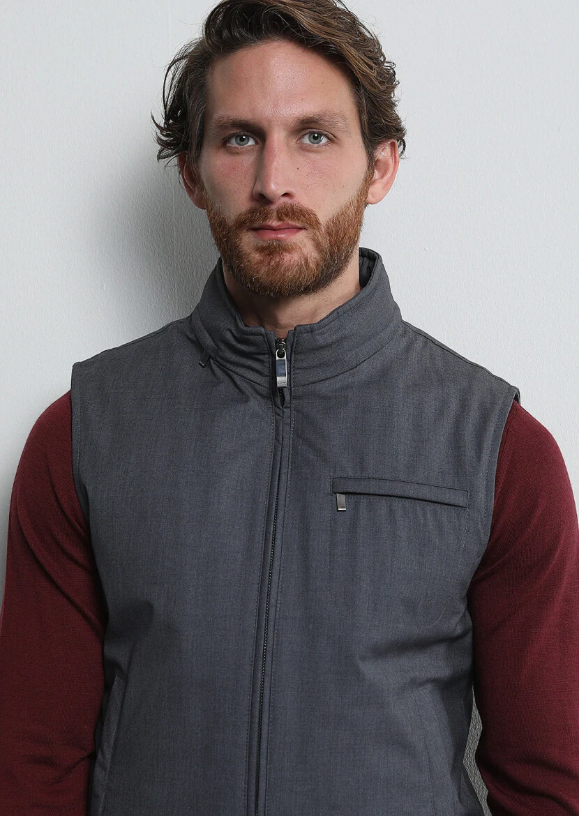 Grey Weaving Puffer Vest - 3
