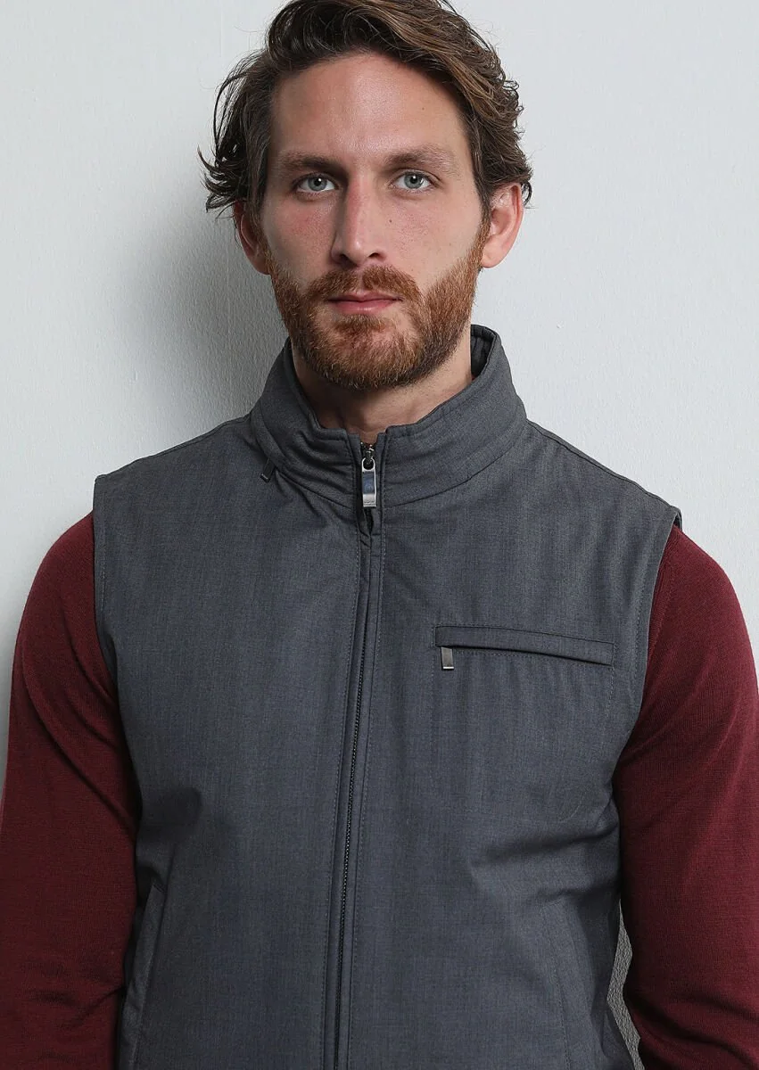 Grey Weaving Puffer Vest - 3