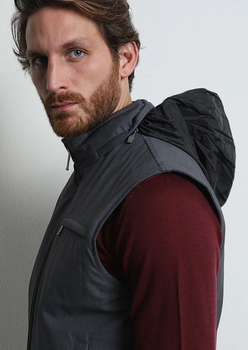 Grey Weaving Puffer Vest - 4