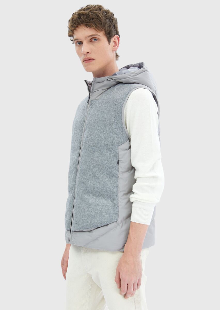 Grey Weaving Puffer Vest - 3