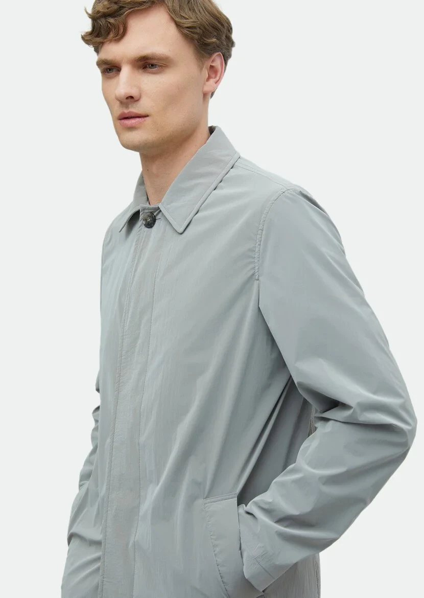 Grey Weaving Rain Coat - 4