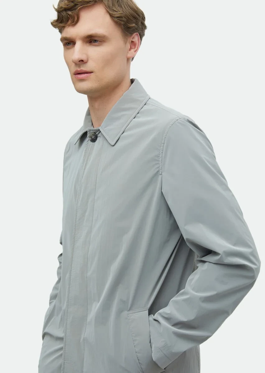Grey Weaving Rain Coat - 4