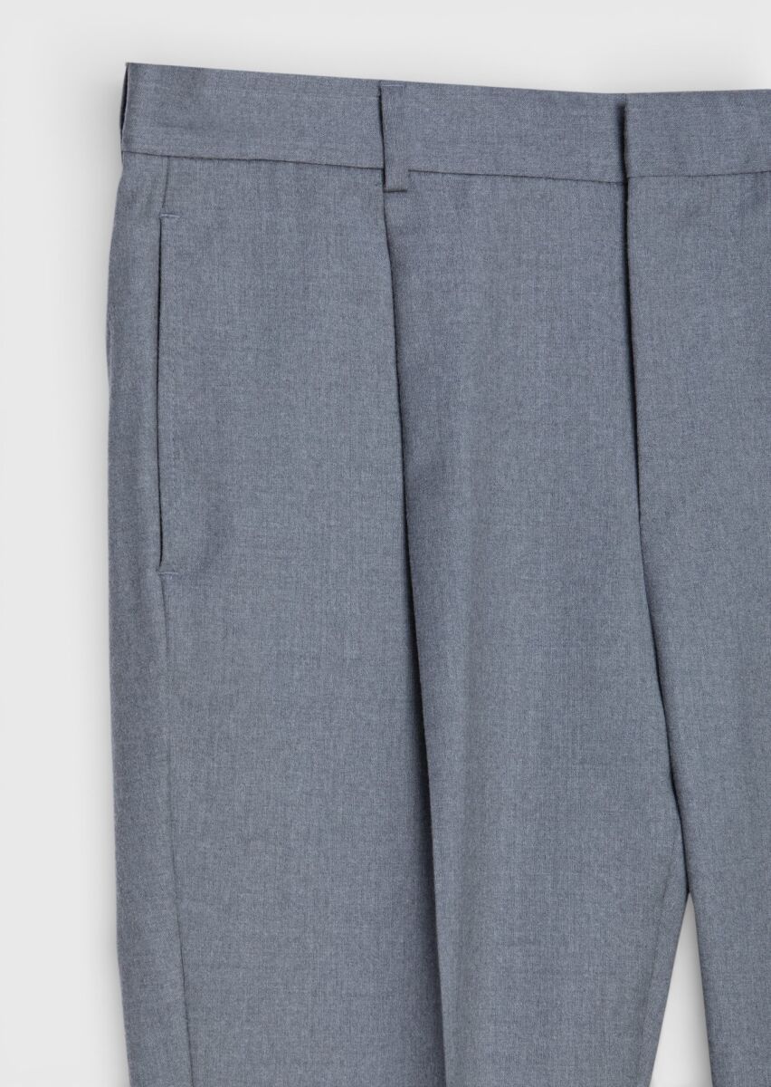 Grey Weaving Regular Fit Casual 100% Wool Trousers - 6