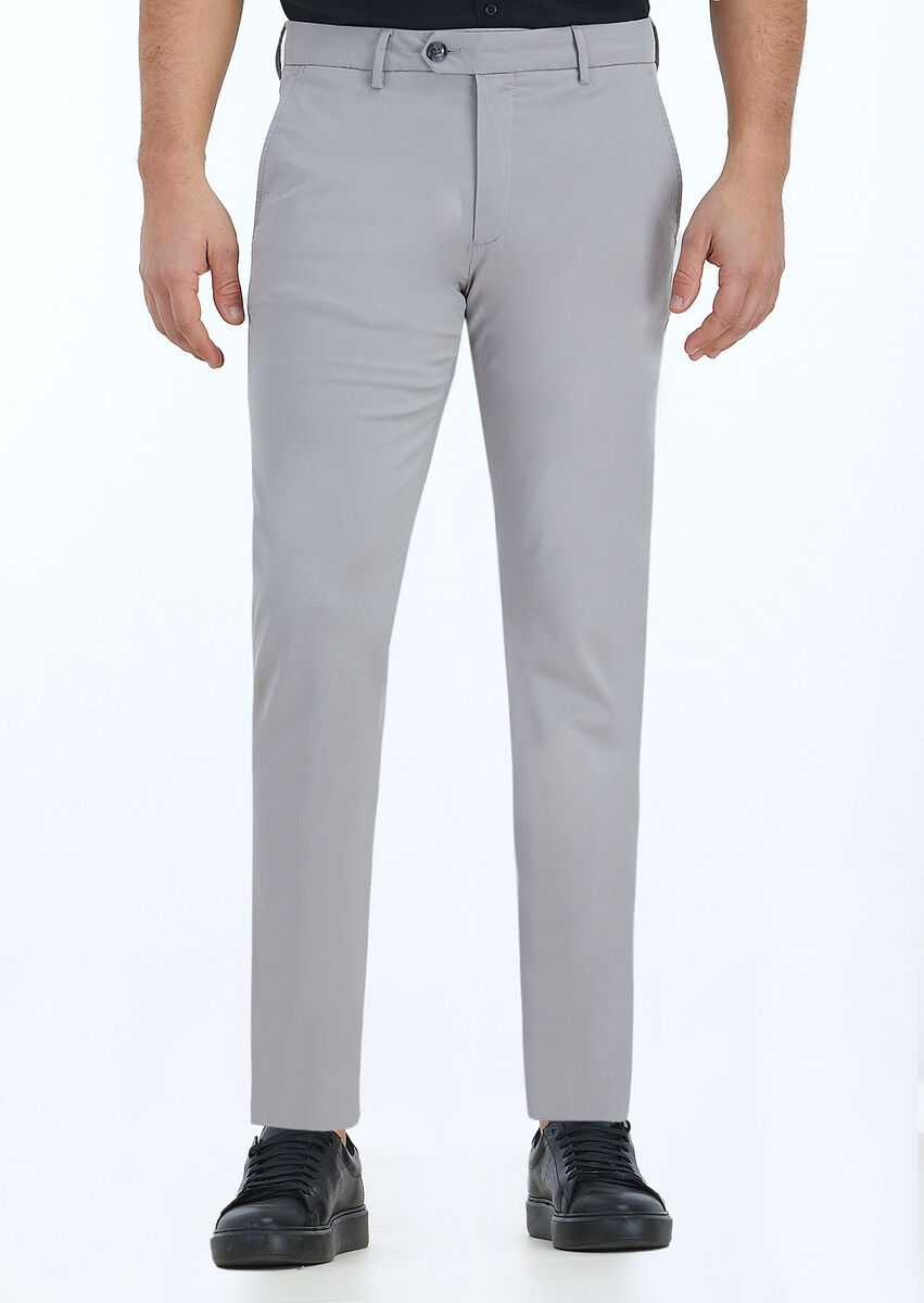 Grey Weaving Regular Fit Casual Trousers - 2