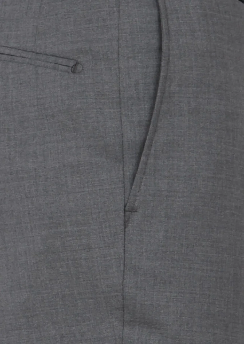 Grey Weaving Regular Fit Classical 100% Wool Trousers - 3