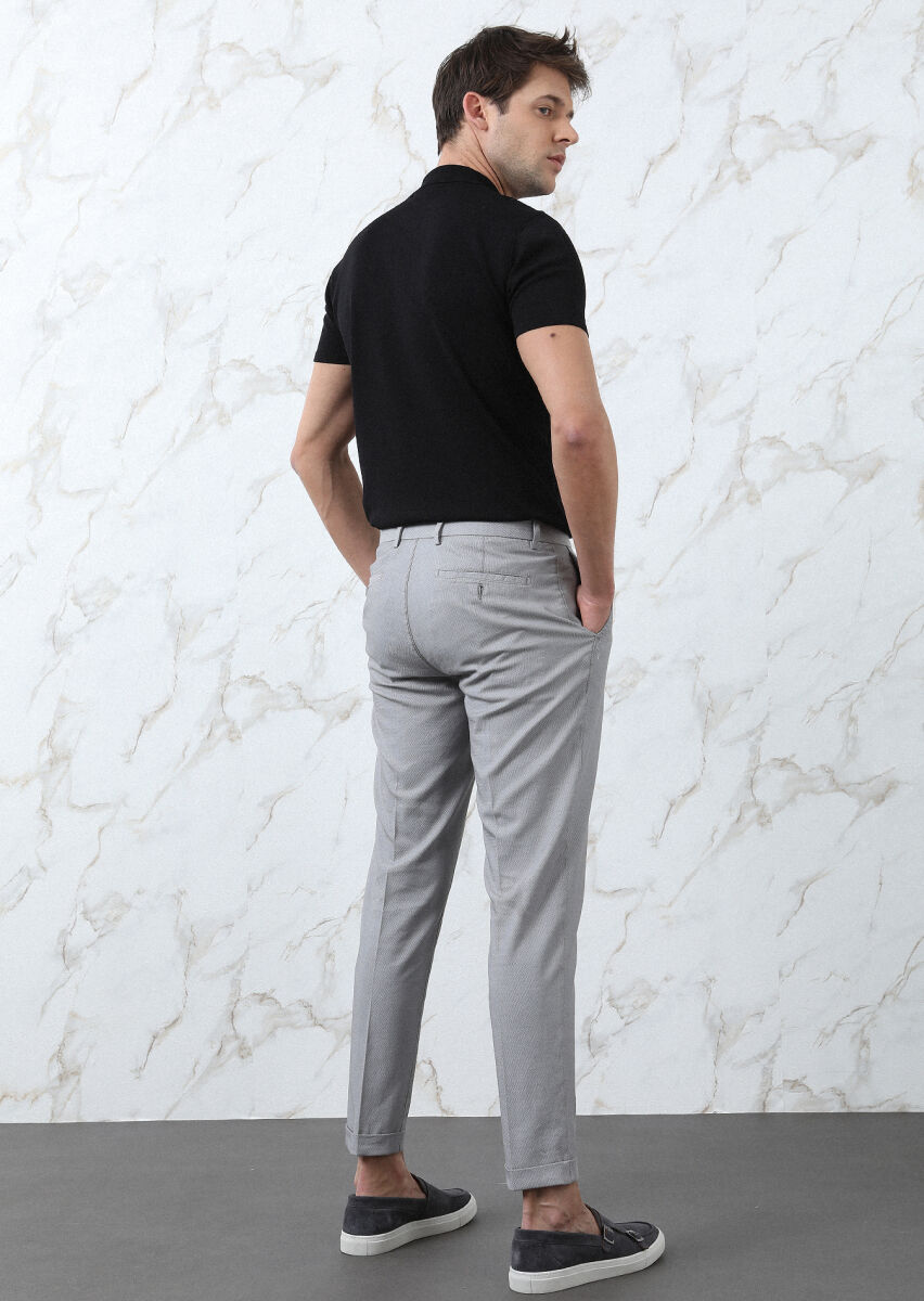 Grey Weaving Regular Fit Smart Casual Cotton Blended Trousers - 5